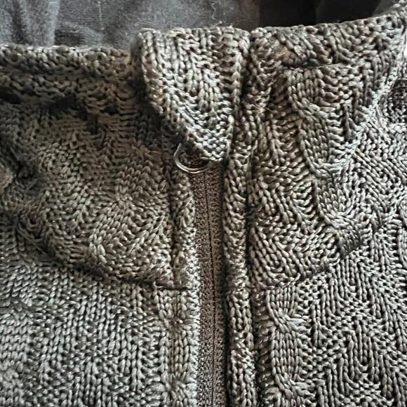 Boston Traders Cable Knit Sweater Jacket Full Zip Black Fleece Lined Size M - Picture 6 of 16